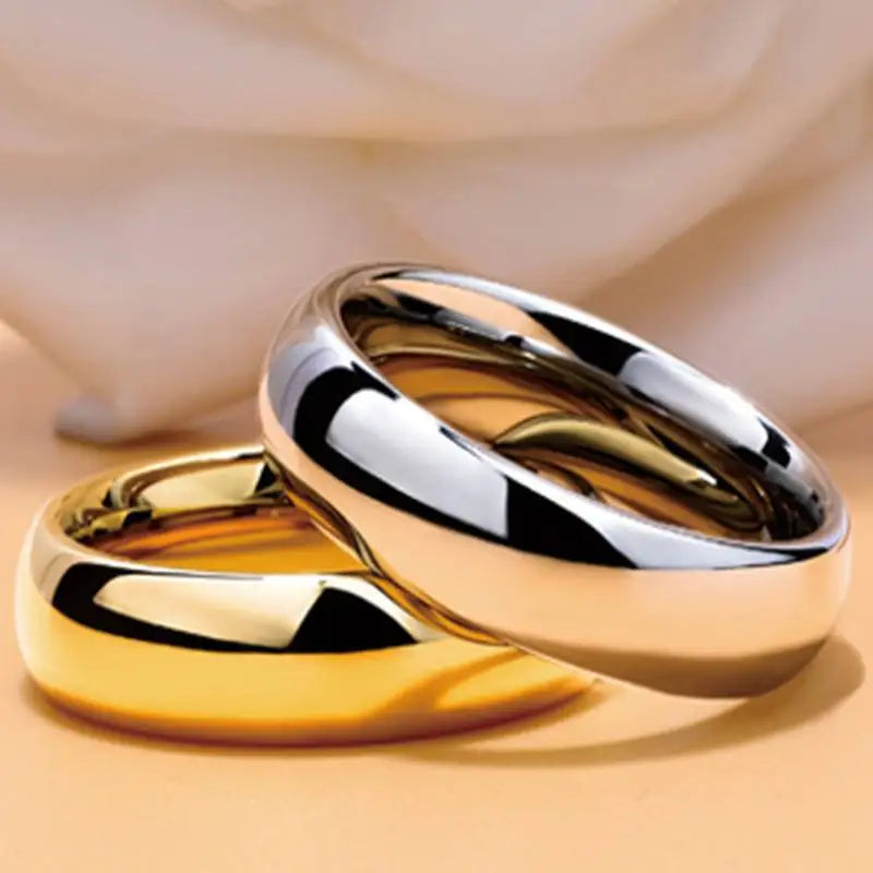 JUCHAO Smooth Stainless Steel Couple Rings Simple 6MM