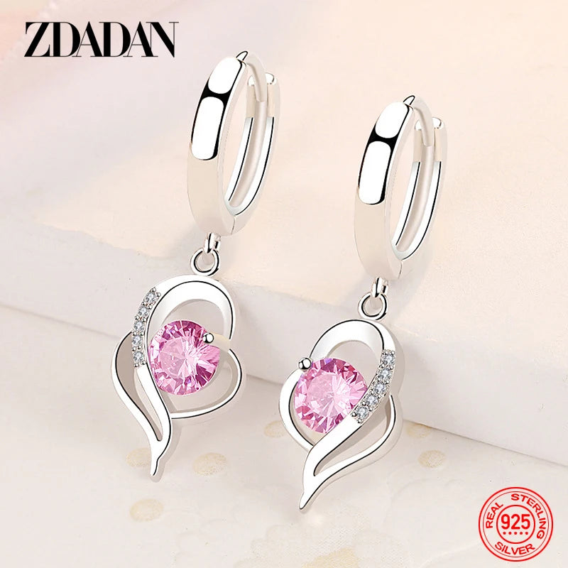 ZDADAN 925 Sterling Silver Crystal Zircon Earring For Women