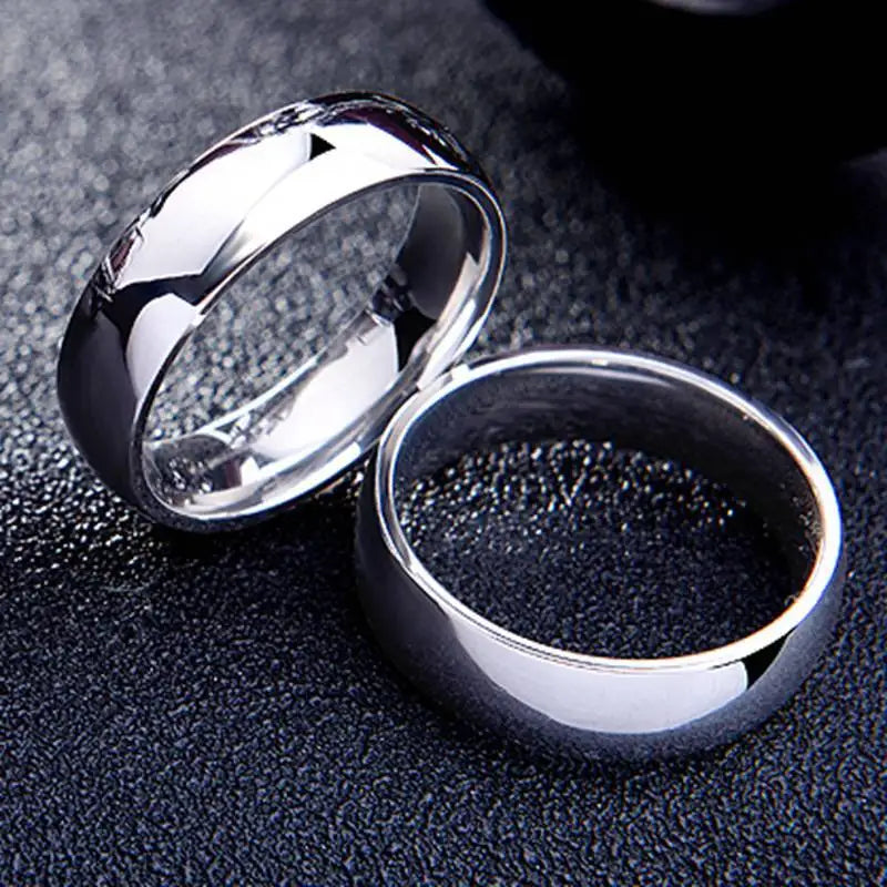 JUCHAO Smooth Stainless Steel Couple Rings Simple 6MM