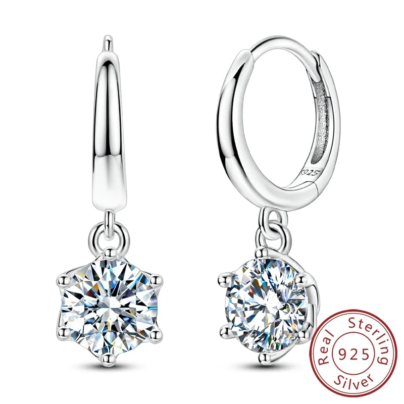 925 Sterling Silver Classic Moissanite Diamond Earrings