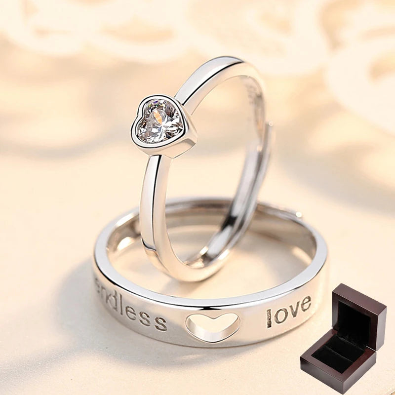 New Couple Engagement Rings 925 Sterling Silver Lovers Ring