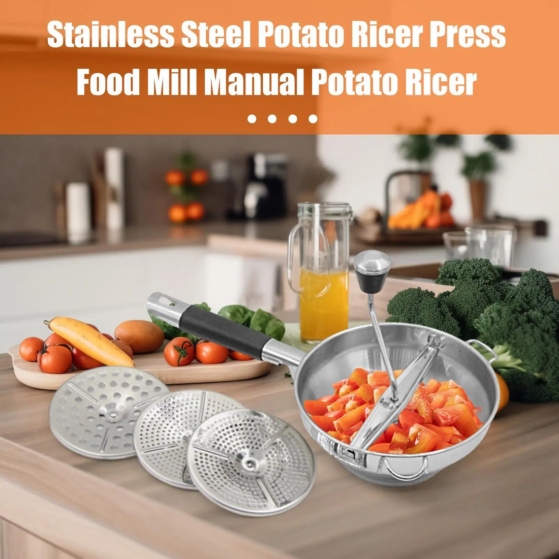 Handheld Potato Mashers Stainless Steel Vegetable Fruits Shredder