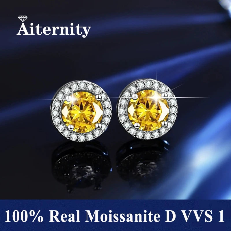 HOT Moissanite S925 Sterling Silver Stud Earrings For Women