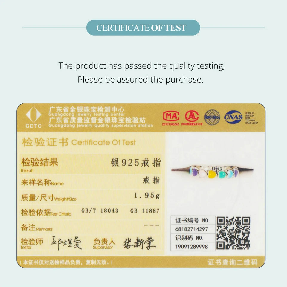 BAMOER 925 Sterling Silver Cute Rainbow Heart Finger Ring