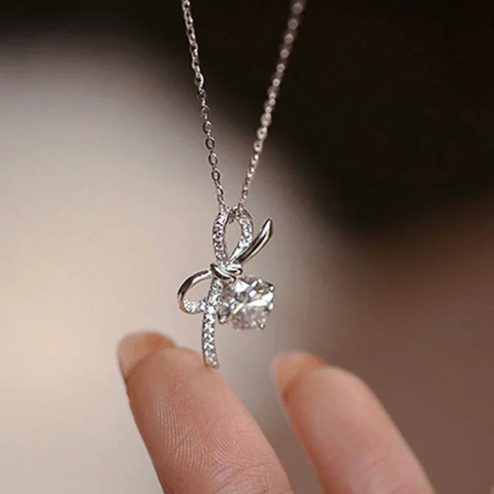 Huitan Romantic Bowknot Design Pendant Necklace Female