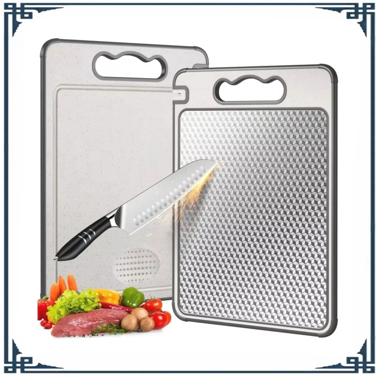 Dishwasher Safe Double Sided Chopping Board – 304 Stainless Steel