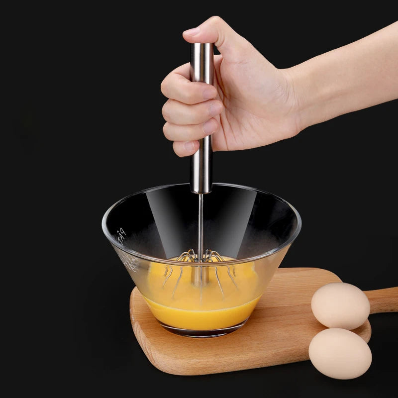 Semi-Automatic Egg Beater 304 Stainless Steel Egg Whisk