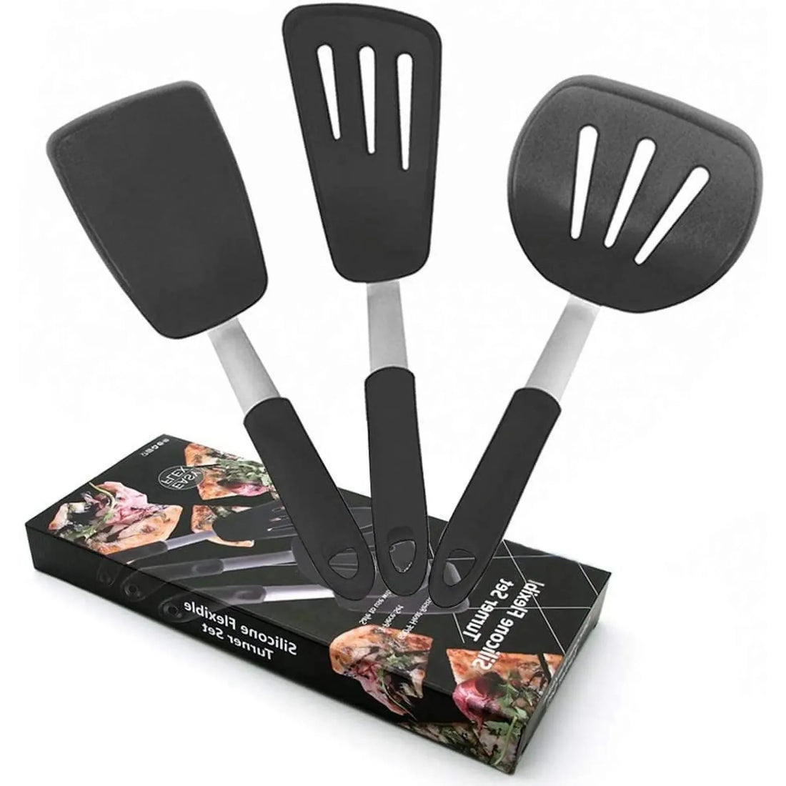 3-Pack Extra Soft Silicone Spatulas, Heat Resistant to 600°F