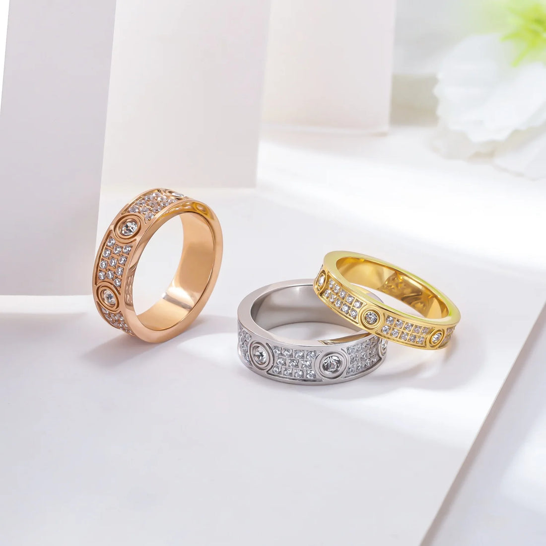 luxury jewelry Titanium steel couple love ring babysbreath Rings