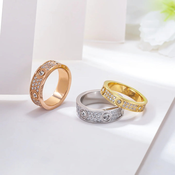 luxury jewelry Titanium steel couple love ring babysbreath Rings