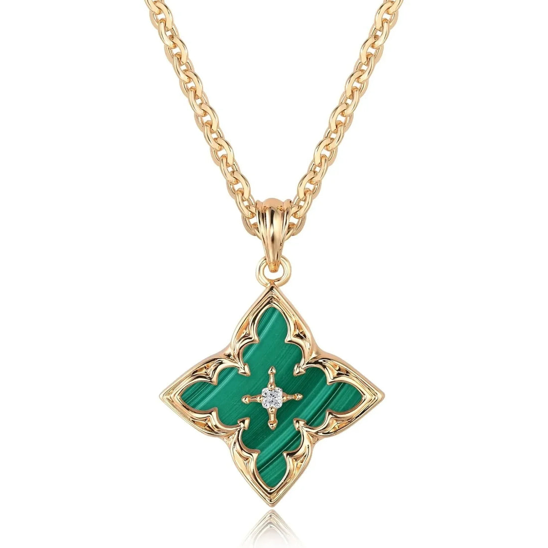 Clover Necklace for Women Dainty Gold Plated CZ Pendant