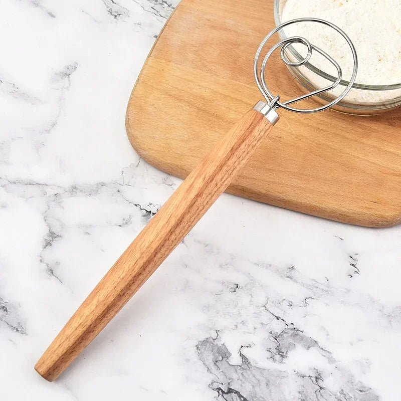 Dough Whisk Large Wood Handle Danish Whisk Bread Dough