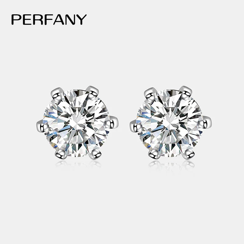 PERFANY 0.3-2CT Moissanite Stud Earrings for Women S925