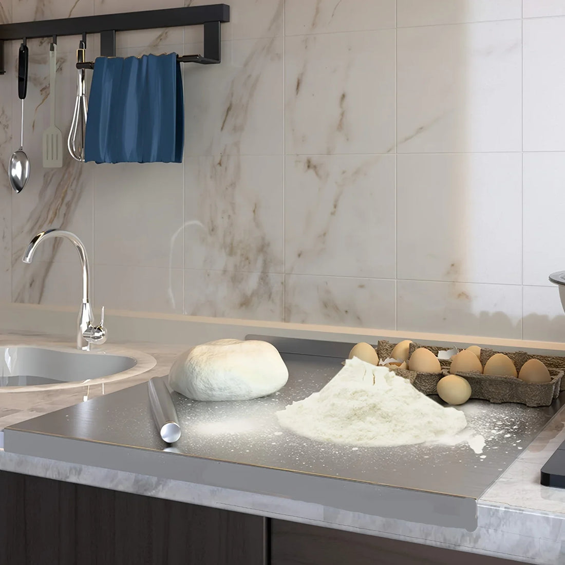 Stainless Steel Cutting Board Multi-use for Dough Kneading