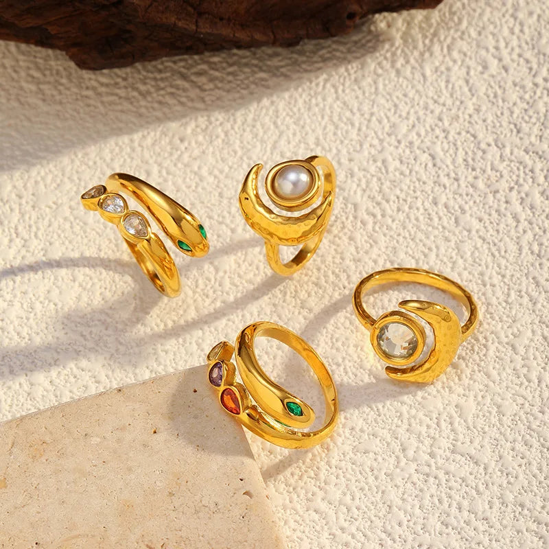 Light Luxury Versatile Diamond-Inlaid 18K Gold Plated Stainless