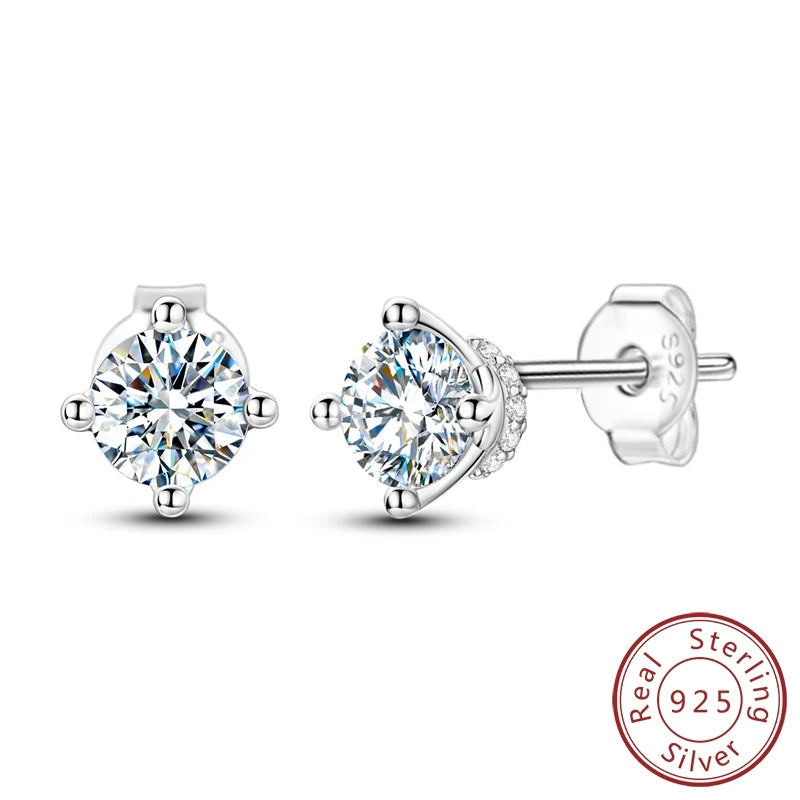 925 Sterling Silver Classic Moissanite Diamond Earrings