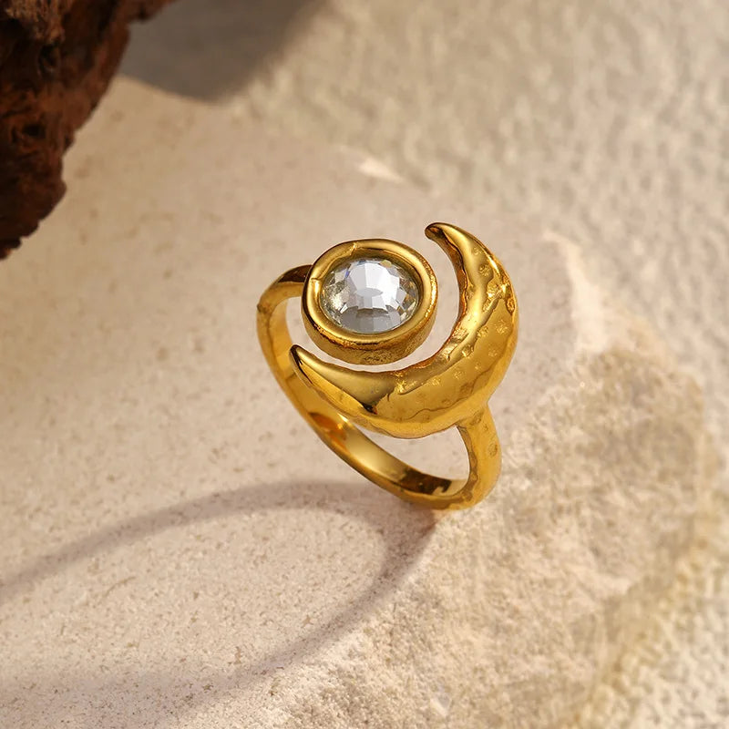 Light Luxury Versatile Diamond-Inlaid 18K Gold Plated Stainless