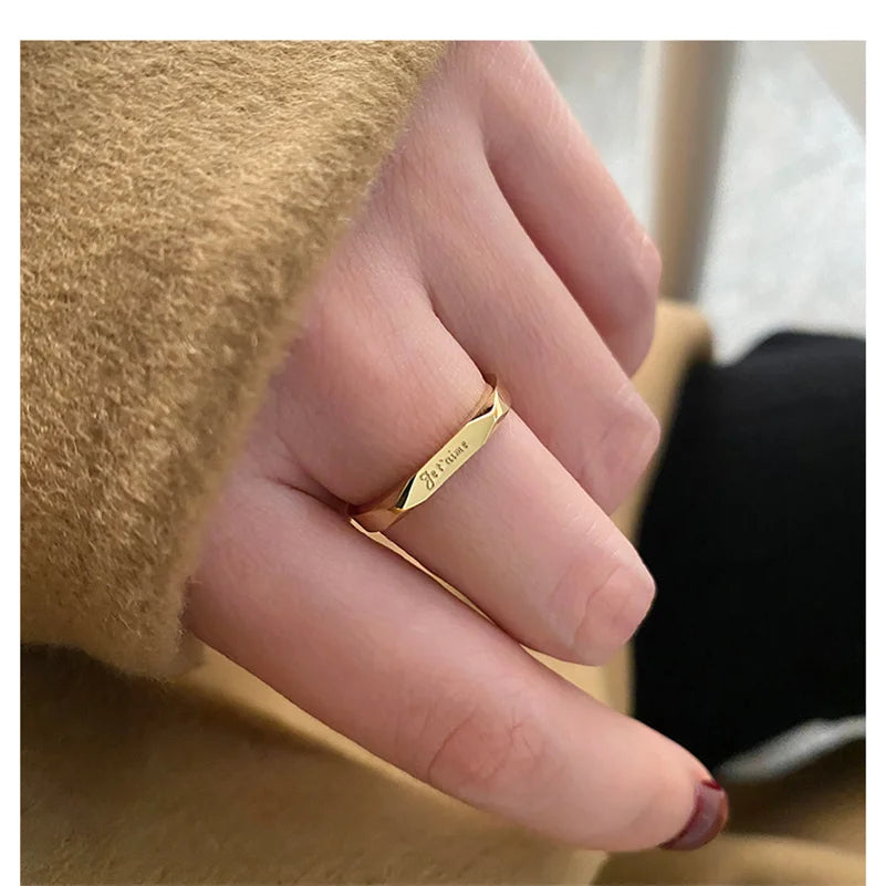 French Love You JETAIME Letters Rings Couple Wedding