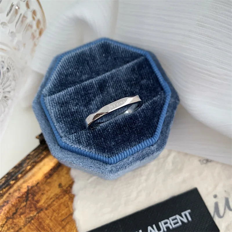 French Love You JETAIME Letters Rings Couple Wedding