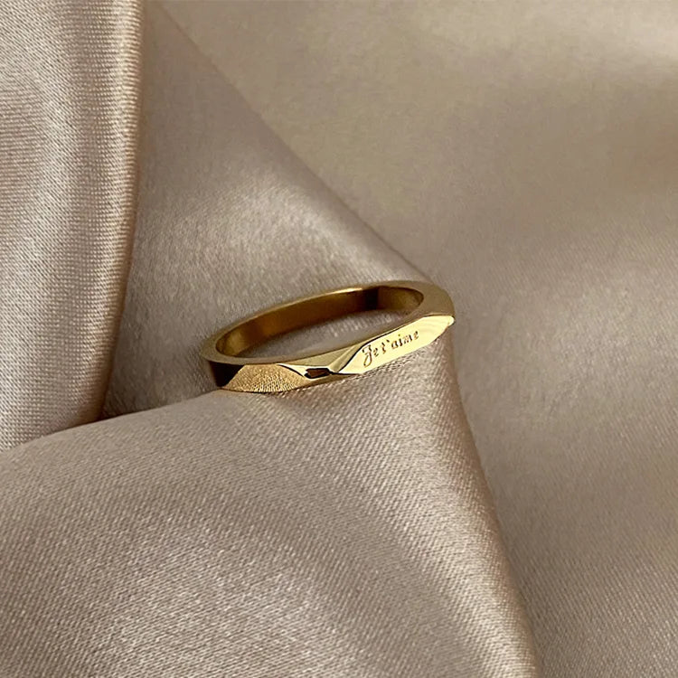 French Love You JETAIME Letters Rings Couple Wedding