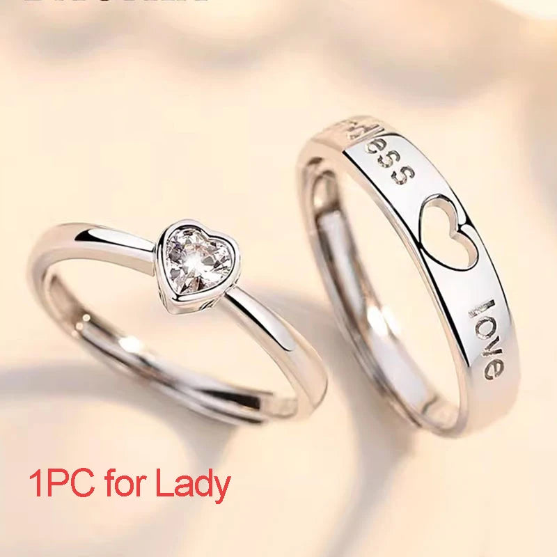 New Couple Engagement Rings 925 Sterling Silver Lovers Ring