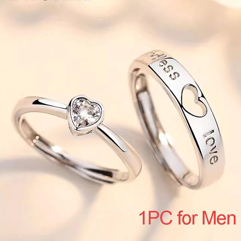 New Couple Engagement Rings 925 Sterling Silver Lovers Ring