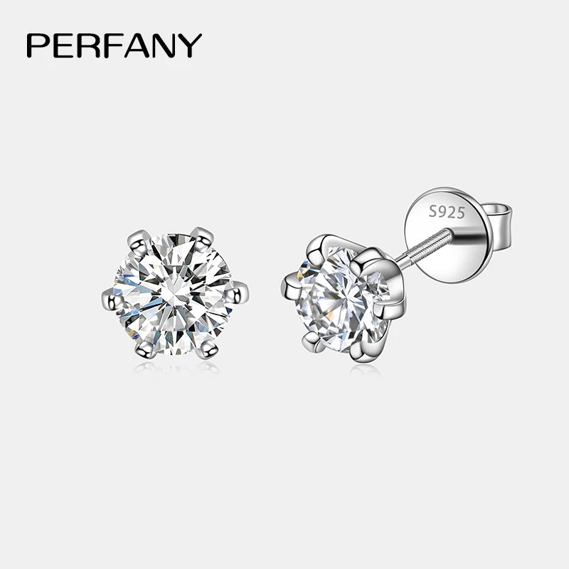 PERFANY 0.3-2CT Moissanite Stud Earrings for Women S925