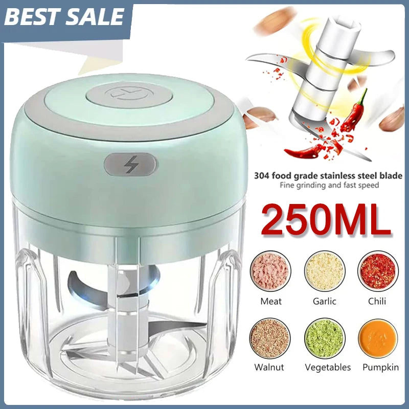 250ML Stainless Steel Electric Garlic Chopper Sturdy Durable