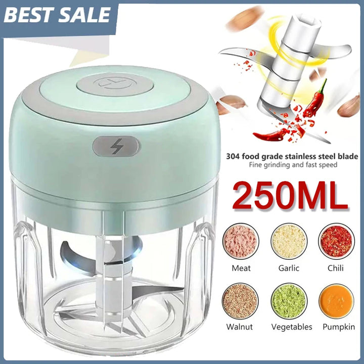 250ML Stainless Steel Electric Garlic Chopper Sturdy Durable