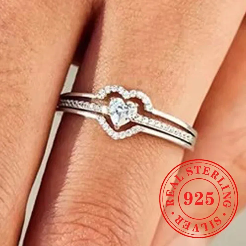 CAOSHI Charms Eternity 2Pc/Set Rings 925 Sterling Silver