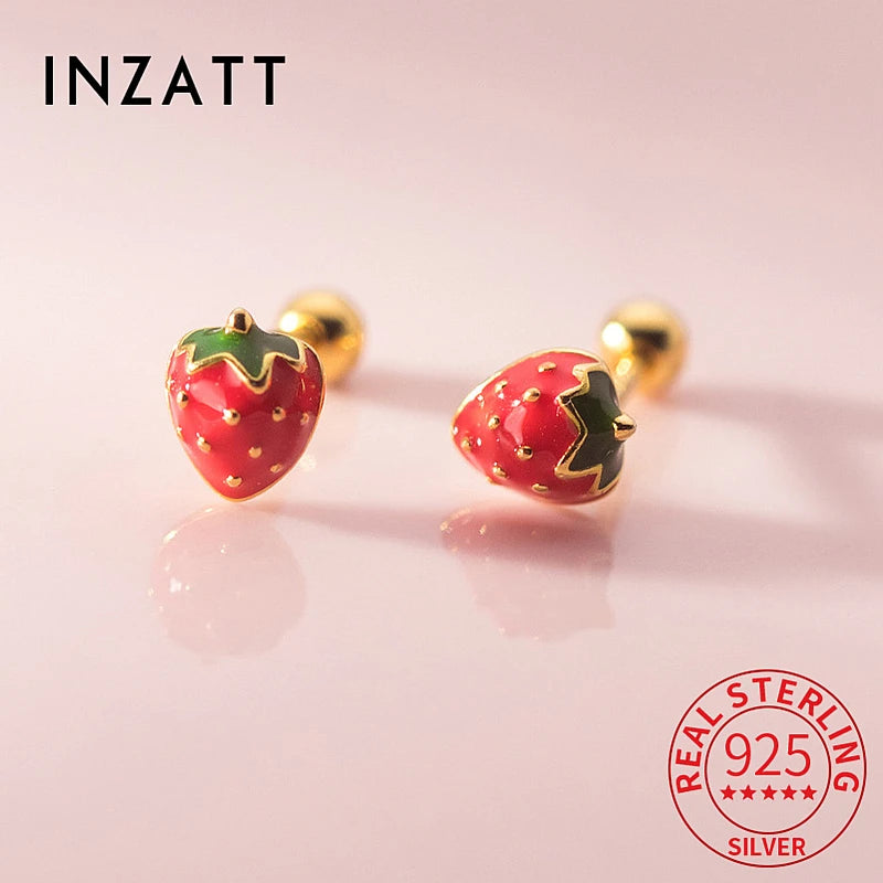 INZATT Real 925 Sterling Silver Mushroom Piercing Screw Ball