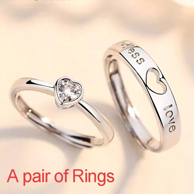 New Couple Engagement Rings 925 Sterling Silver Lovers Ring