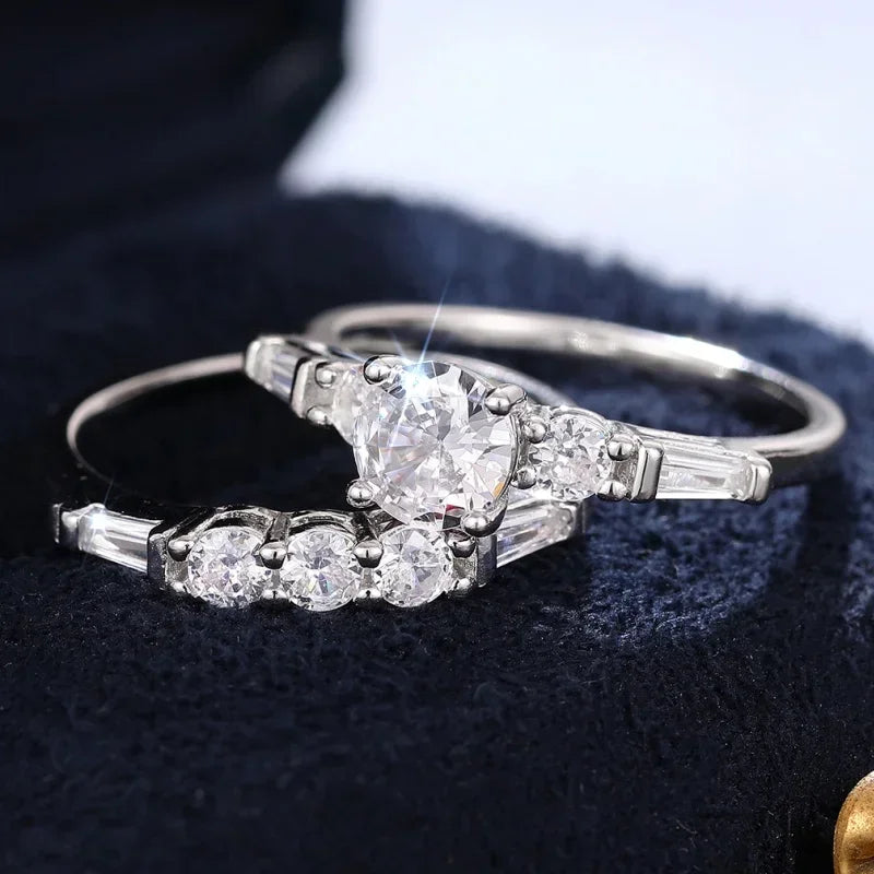 CAOSHI Charms Eternity 2Pc/Set Rings 925 Sterling Silver