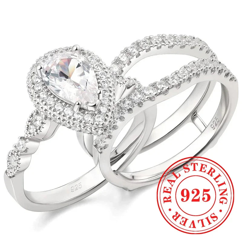 CAOSHI Charms Eternity 2Pc/Set Rings 925 Sterling Silver