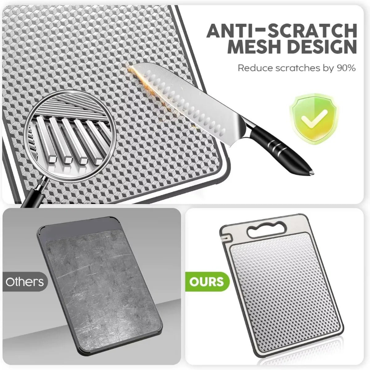 Dishwasher Safe Double Sided Chopping Board – 304 Stainless Steel