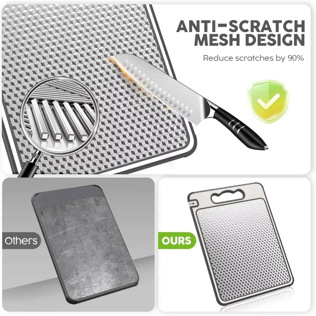 Dishwasher Safe Double Sided Chopping Board – 304 Stainless Steel