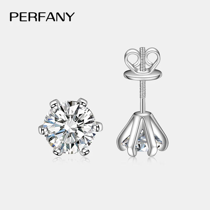 PERFANY 0.3-2CT Moissanite Stud Earrings for Women S925
