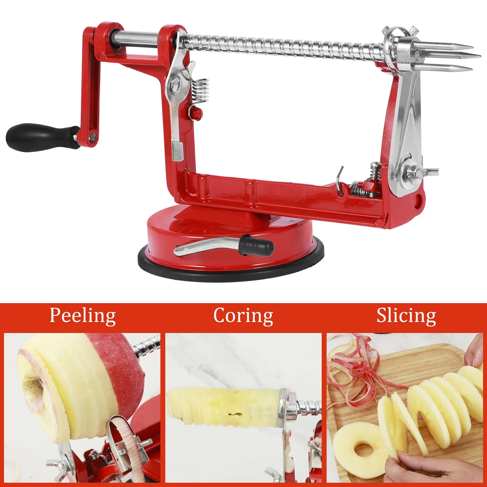 3 In 1 Fruit Peeler Machine Hand Crank Fruit Slicer Corer Apple