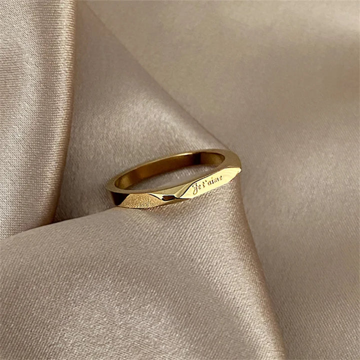 French Love You JETAIME Letters Rings Couple Wedding