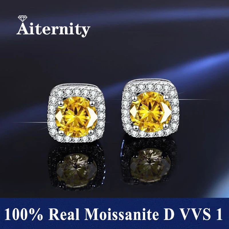 HOT Moissanite S925 Sterling Silver Stud Earrings For Women