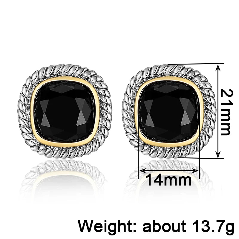 Huitan Exquisite Novel Stud Earrings with Black Cubic Zirconia