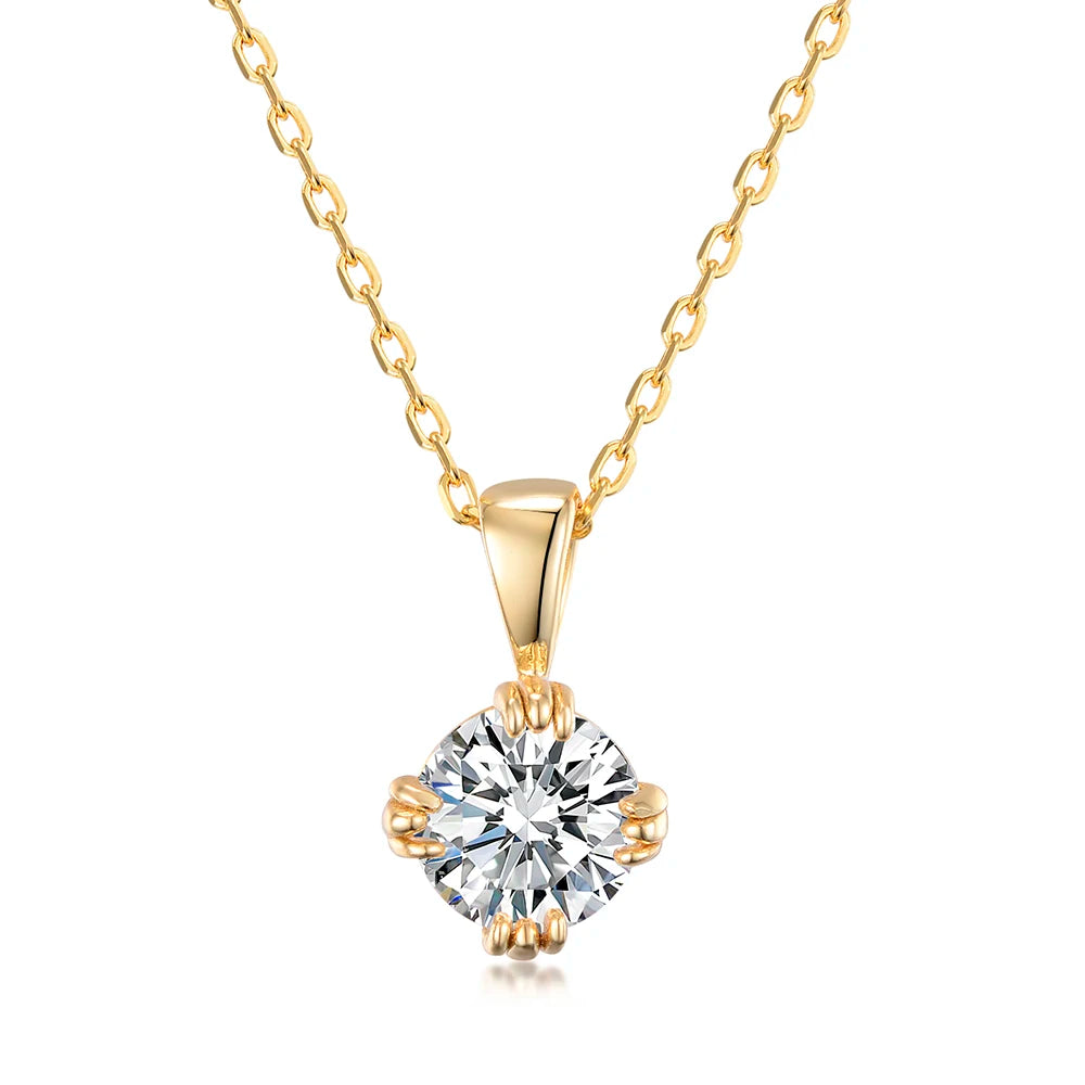 Women's 1 Carat 6.5mm EF Round Moissanite Necklace
