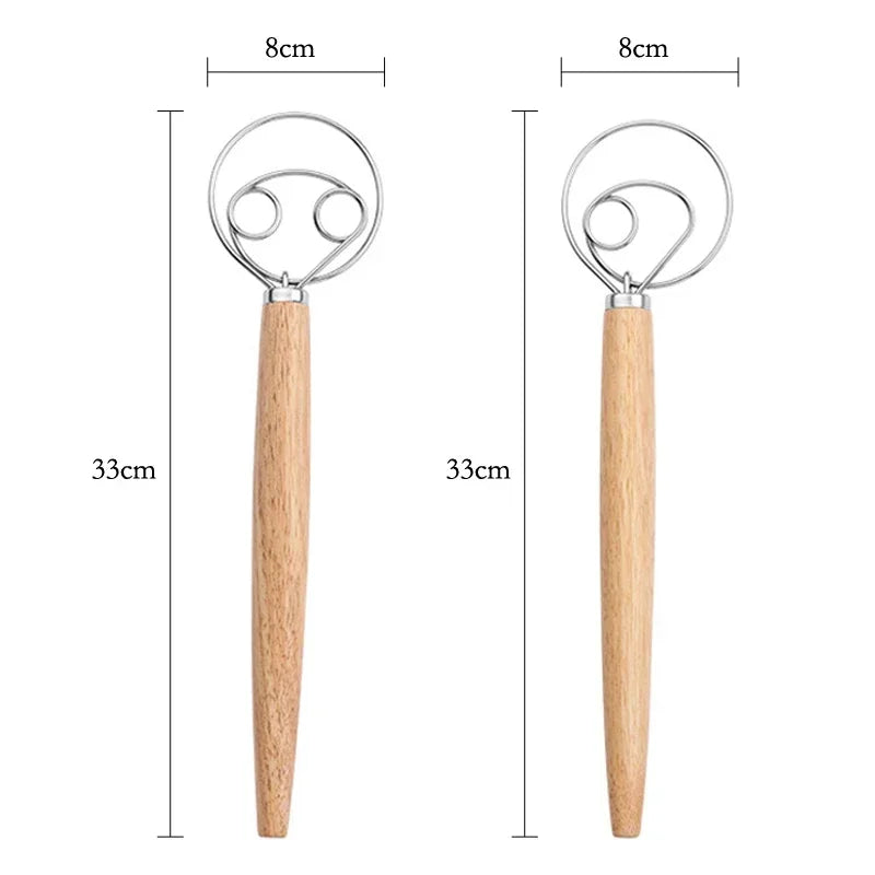 Dough Whisk Large Wood Handle Danish Whisk Bread Dough
