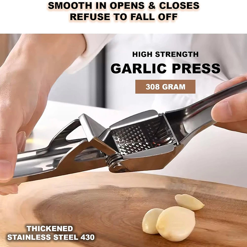 Stainless Steel Garlic Press Ginger Juicer Heavy-Duty Manual Mincer