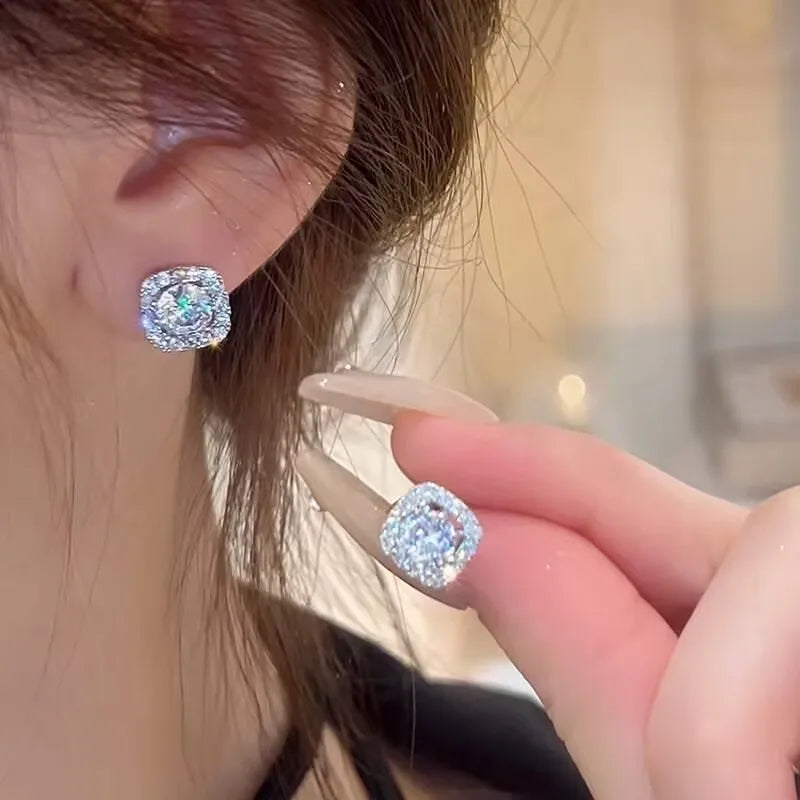 HOT Moissanite S925 Sterling Silver Stud Earrings For Women