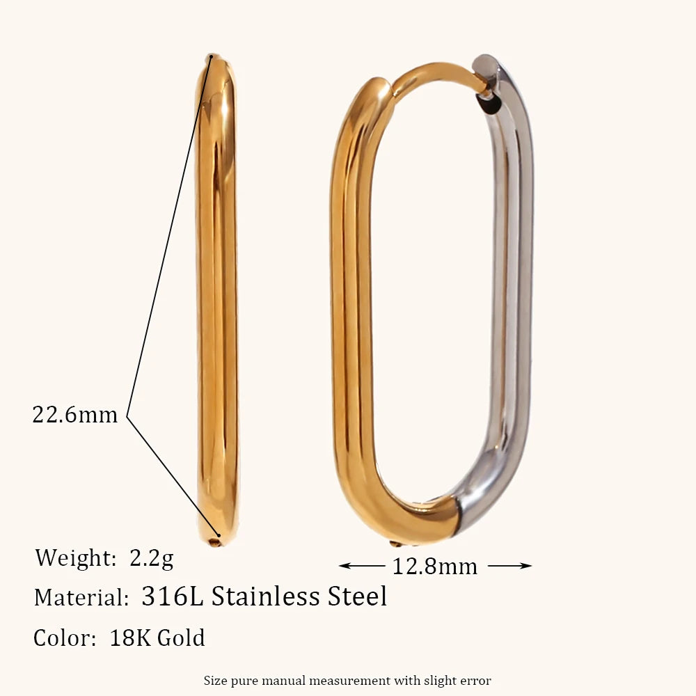 La.Muses Gold and Silver Mixed Color Long O-shaped Hoop