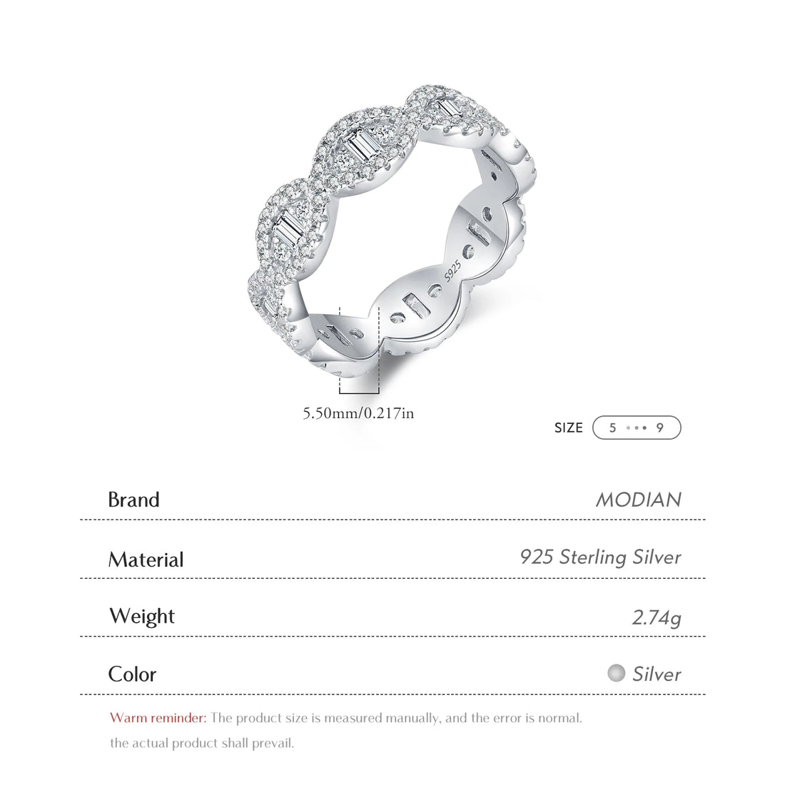 MODIAN 925 Sterling Silver Sparkling Geometric Clear