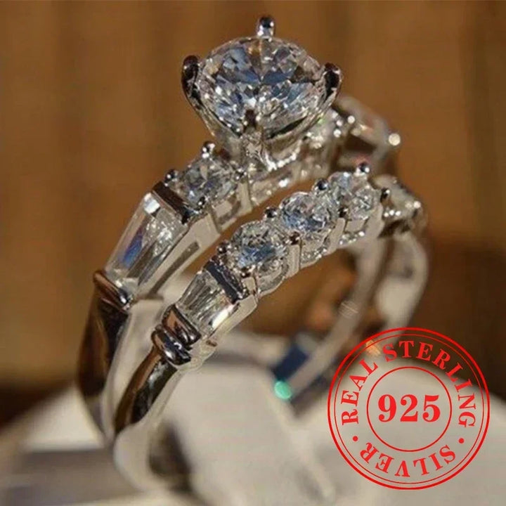 CAOSHI Charms Eternity 2Pc/Set Rings 925 Sterling Silver