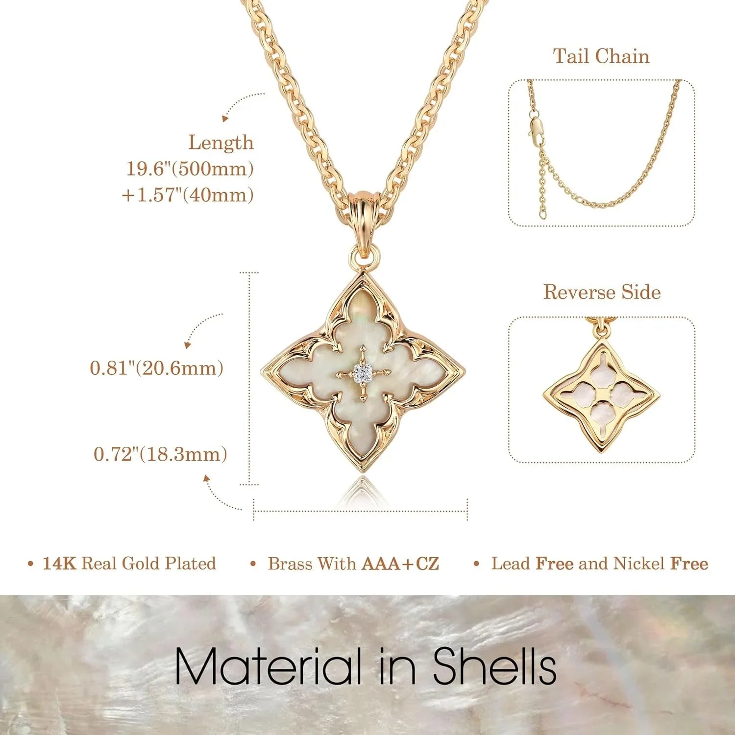 Clover Necklace for Women Dainty Gold Plated CZ Pendant