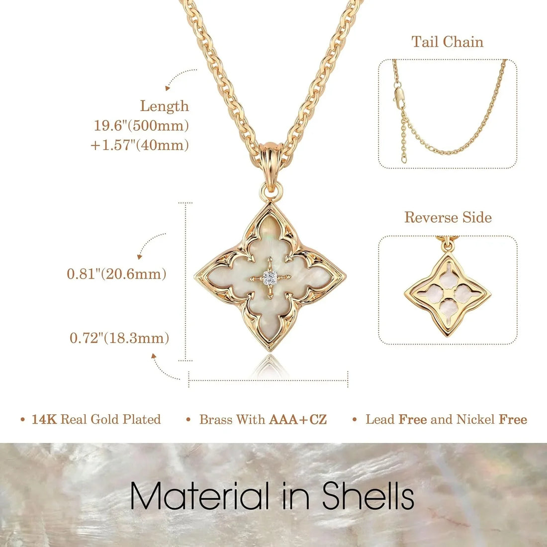 Clover Necklace for Women Dainty Gold Plated CZ Pendant